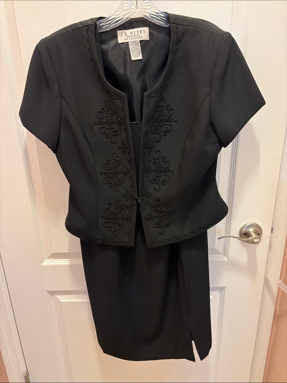 Black Two-Piece Sleeveless Dress and Jacket Set